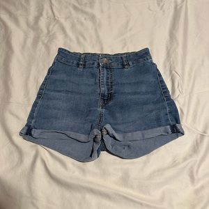 high waisted denim shorts